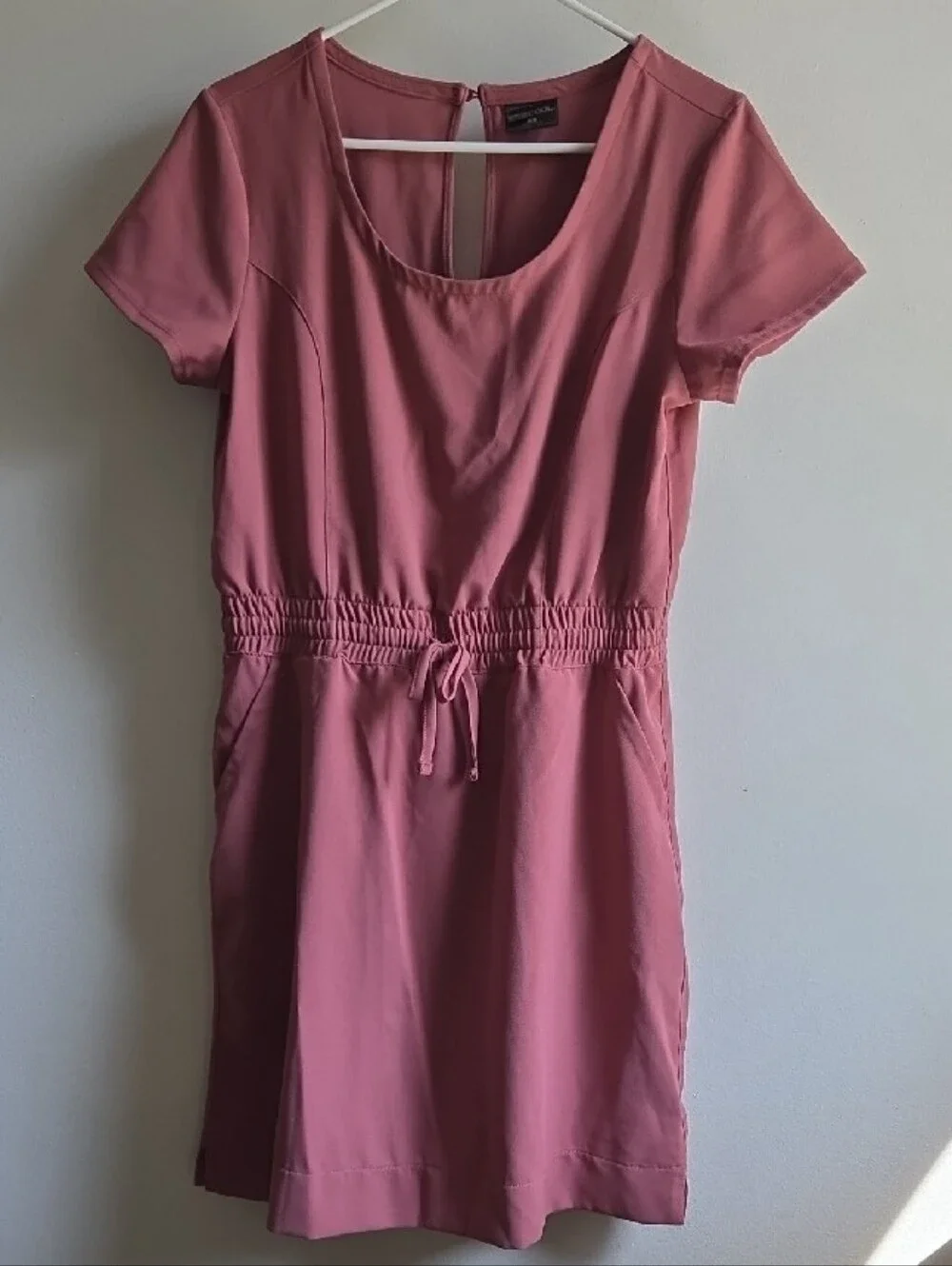Women’s Rose Pink Short Sleeve Drawstring Waist Dress